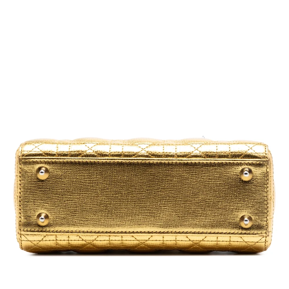 Pre-Loved Dior Small Metallic Grained Calfskin Cannage My ABCDior Lady Dior